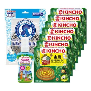 金鳥低刺激蚊香C 6入 +日本金鳥防蚊自寶噴霧 1入 + 金鳥蚊香盤1入
