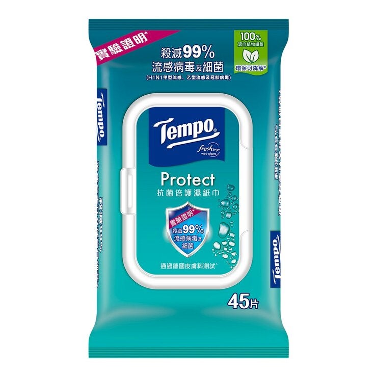 Tempo 抗菌倍護濕巾家庭裝 45張 X 10包 X 2箱 Tempo 抗菌倍護濕巾家庭裝 45張 X 10包 X 2箱