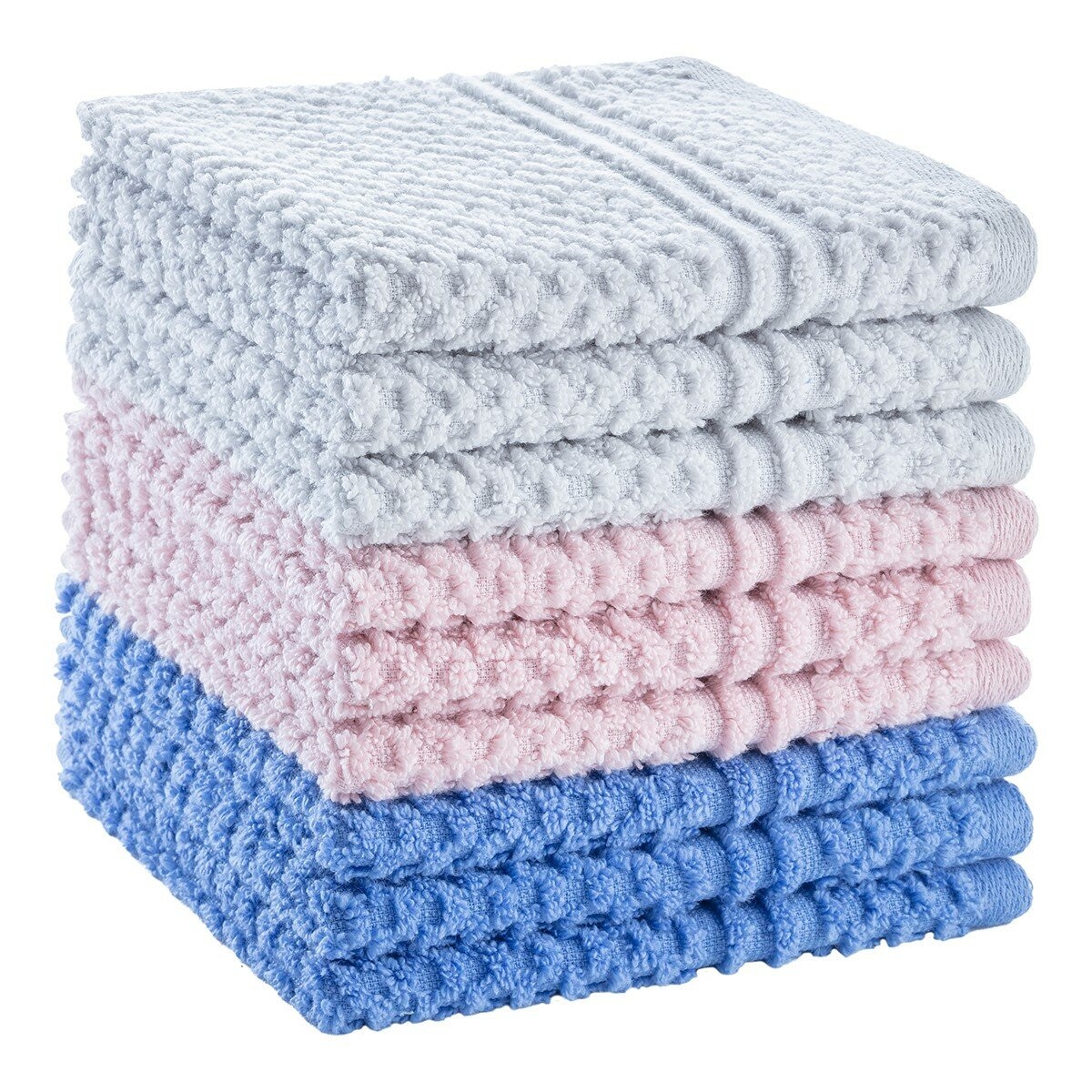 Grandeur 快乾方巾 9入組 33公分 X 33公分 灰/粉/淺紫