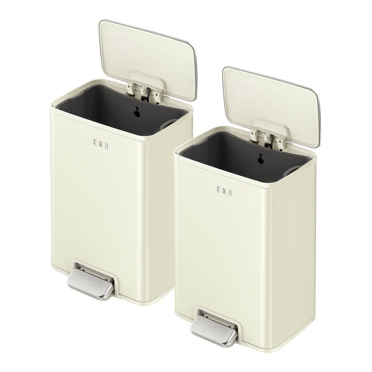 EKO 踏板式不鏽鋼垃圾桶 11公升 2入組 米白