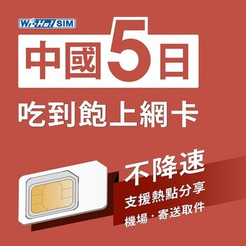 特樂通 Wi-Ho!中國5日吃到飽不降速 SIM 卡 特樂通 Wi-Ho!中國5日吃到飽不降速 SIM 卡