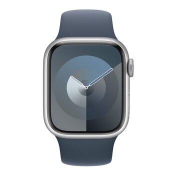 Apple Watch S9 (GPS) 41公釐 銀色鋁金屬錶殼 風暴藍色運動型錶帶