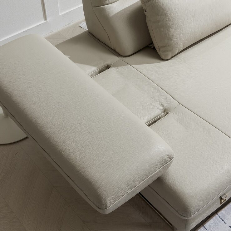 Duaning 全牛皮雙人座沙發 灰