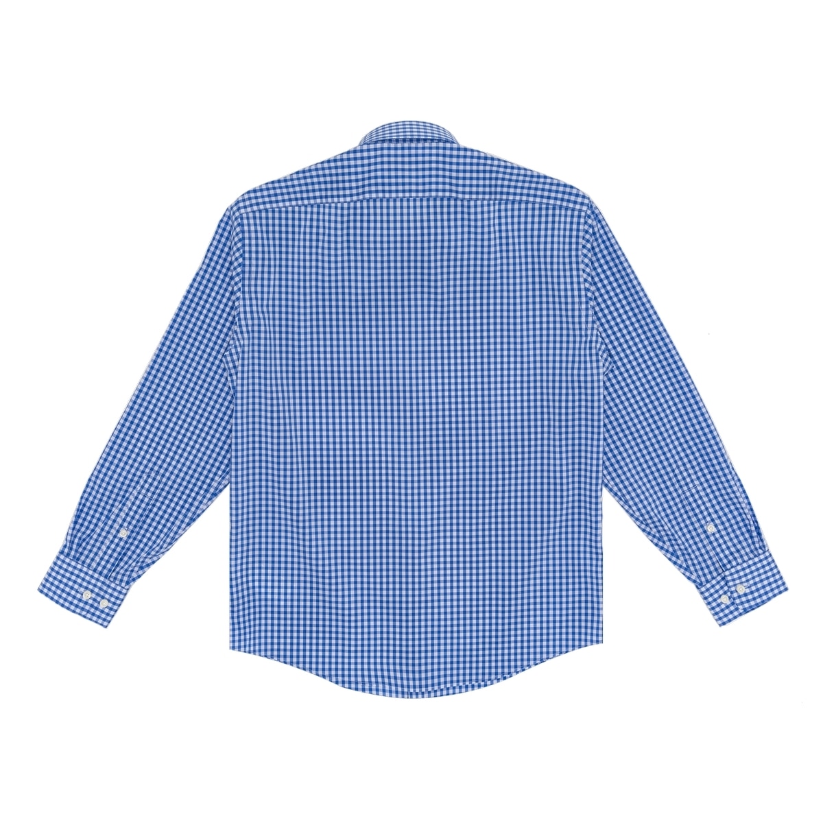 Kirkland Signature 科克蘭 男長袖Coolmax免燙襯衫 藍白格紋 領圍 16/16.5吋 X 袖長 32/33吋