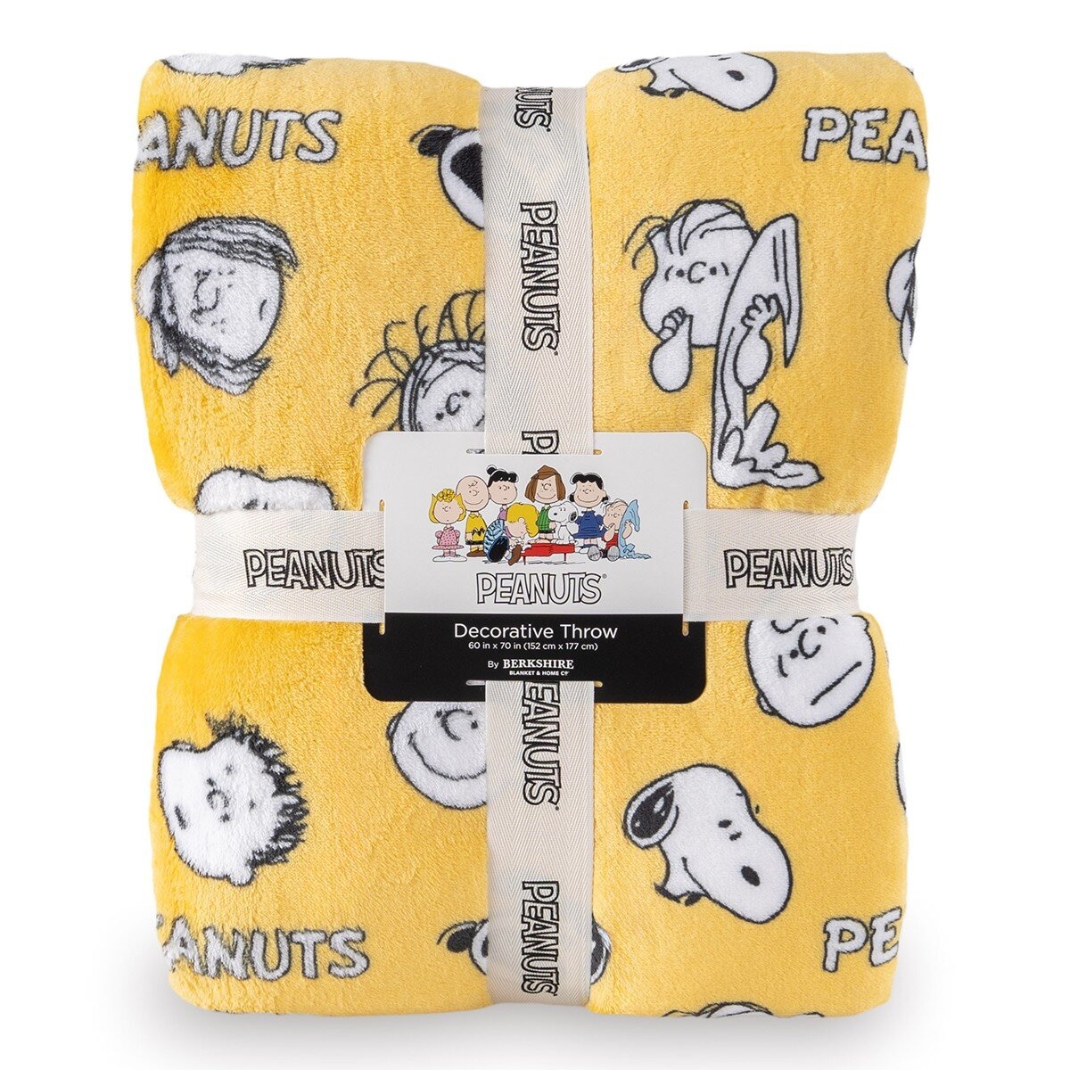 Peanuts 經典卡通舒適毯 152公分 X 177公分 黃