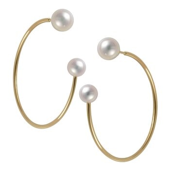 Tokyo Pearl 18K黃K金 6公釐 - 8.0公釐 Akoya 珍珠耳環