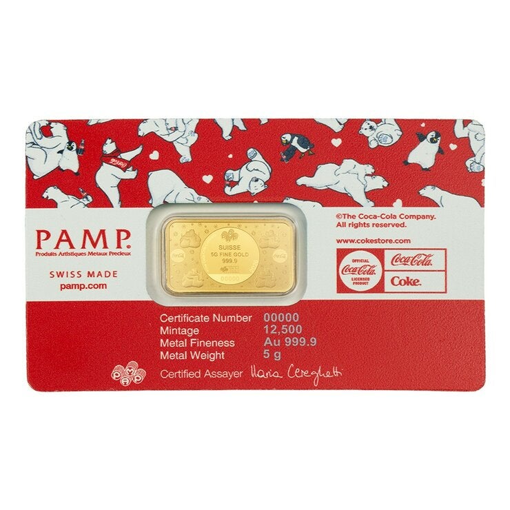 PAMP 可口可樂北極熊 黃金條塊 999.9純金 5公克 PAMP 可口可樂北極熊 黃金條塊 999.9純金 5公克
