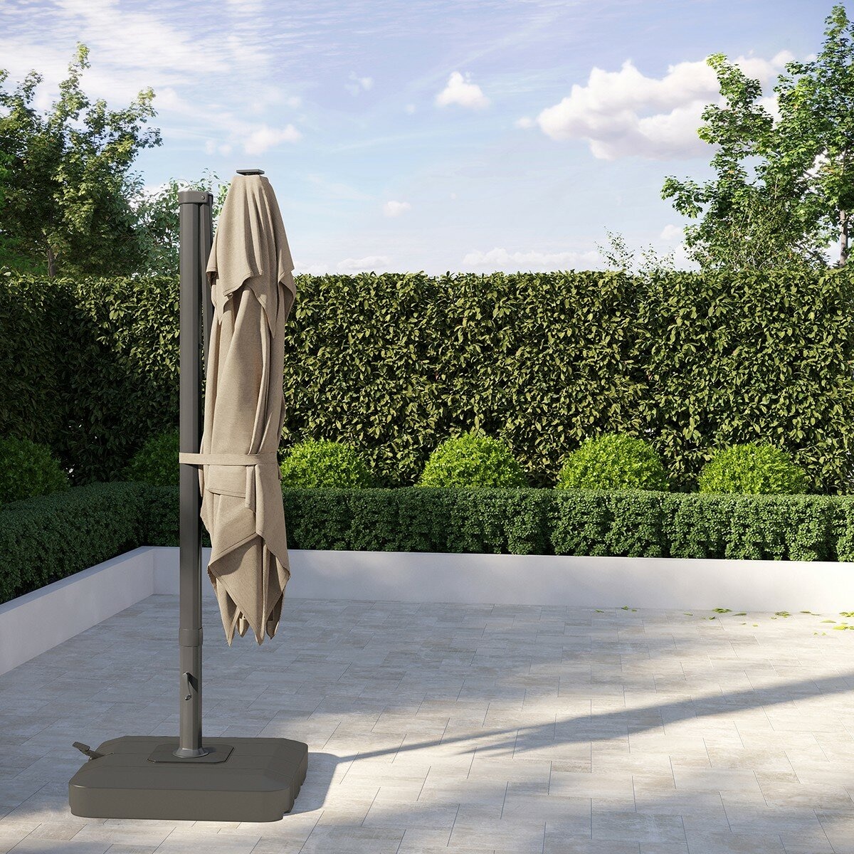 ATLeisure 10 呎戶外方形遮陽傘 附傘座 米色