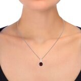 14K白K金 石榴石三爪鑲嵌項鍊
