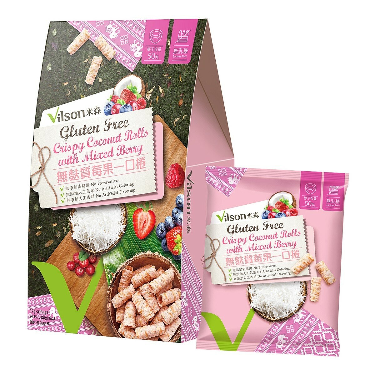 米森 無麩質莓果一口捲 17公克 X 5包 X 6盒