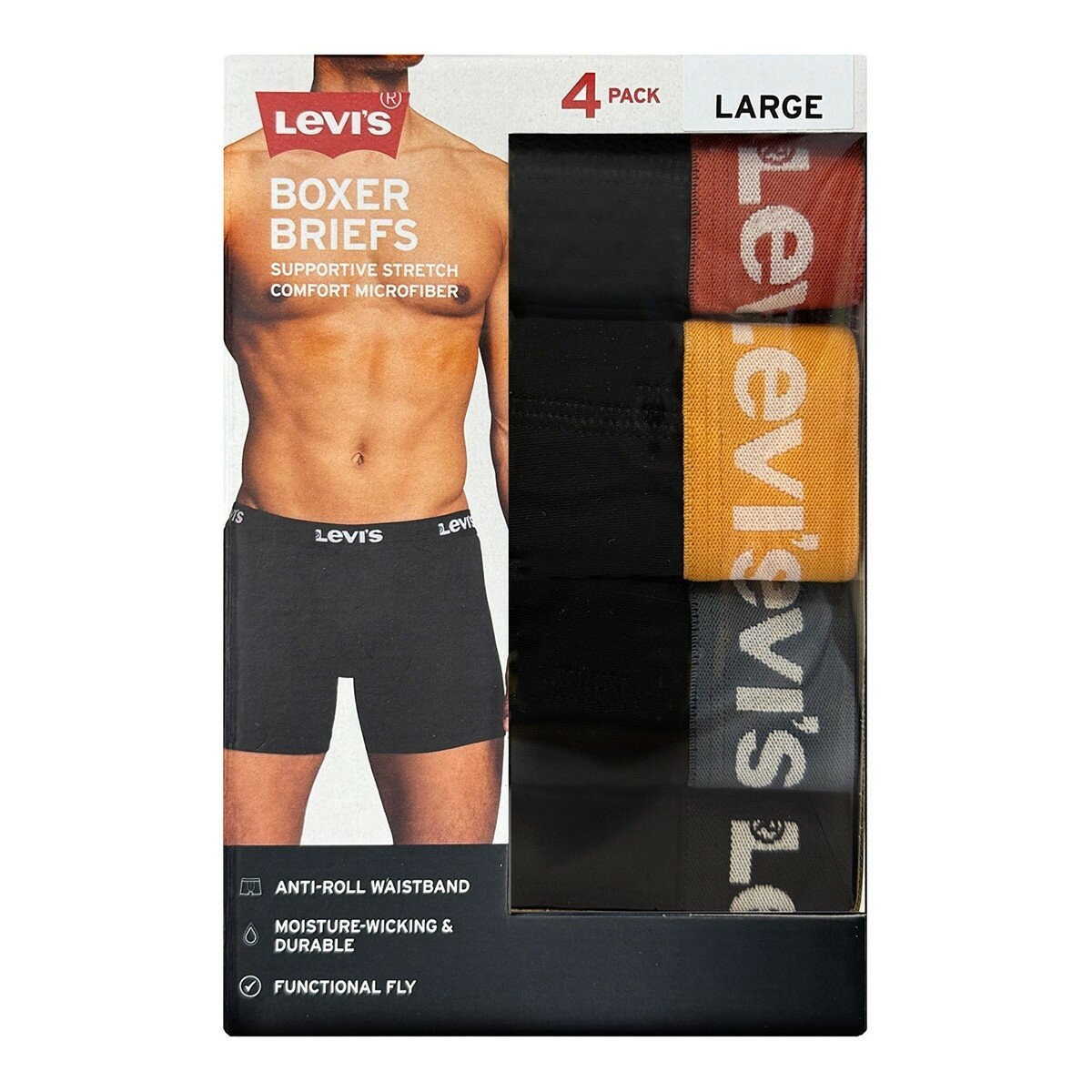 Levi's 男內褲四入組 黑底彩色腰帶 M