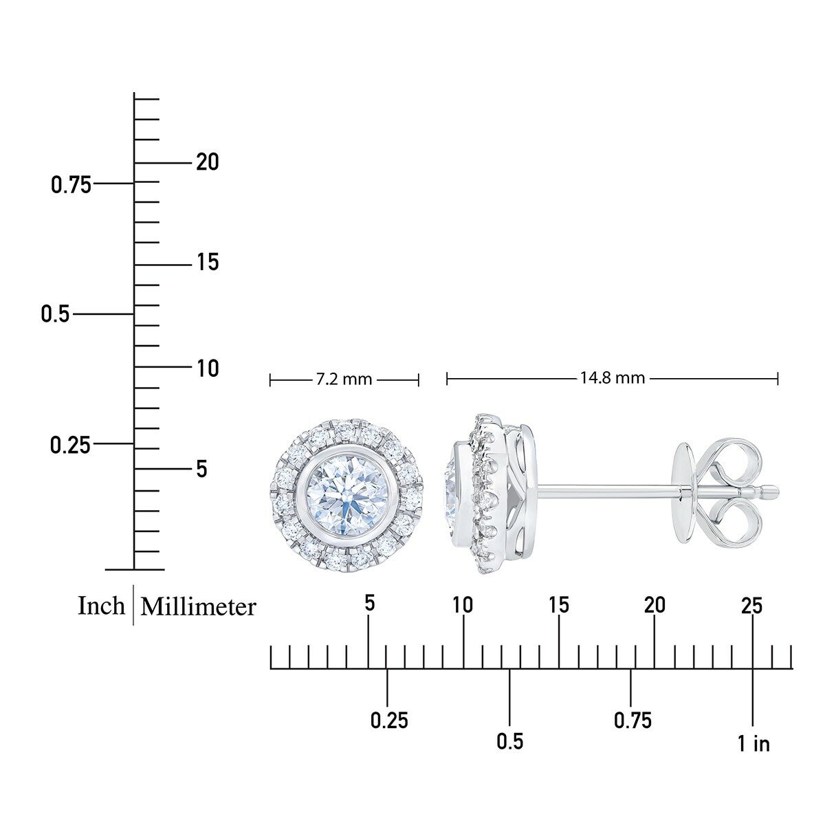 0.60克拉 14K白K金 圓形鑽石耳環 VS2/I