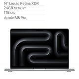 Apple MacBook Pro 14吋 搭配 M5 Pro晶片 15核心CPU 16核心GPU 24GB 1TB SSD 銀色