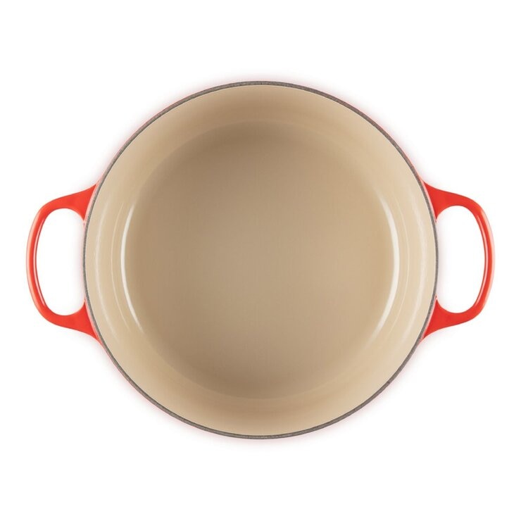 Le Creuset 雙耳圓形鑄鐵鍋 含鋼頭鍋蓋 28公分 櫻桃紅