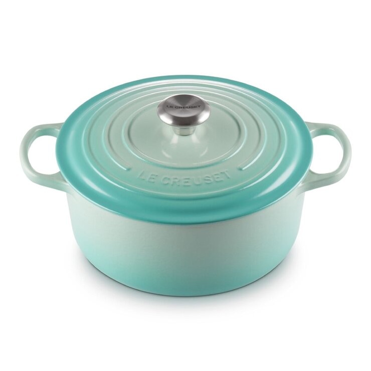 Le Creuset 雙耳圓形鑄鐵鍋 含鋼頭鍋蓋 26公分 薄荷綠