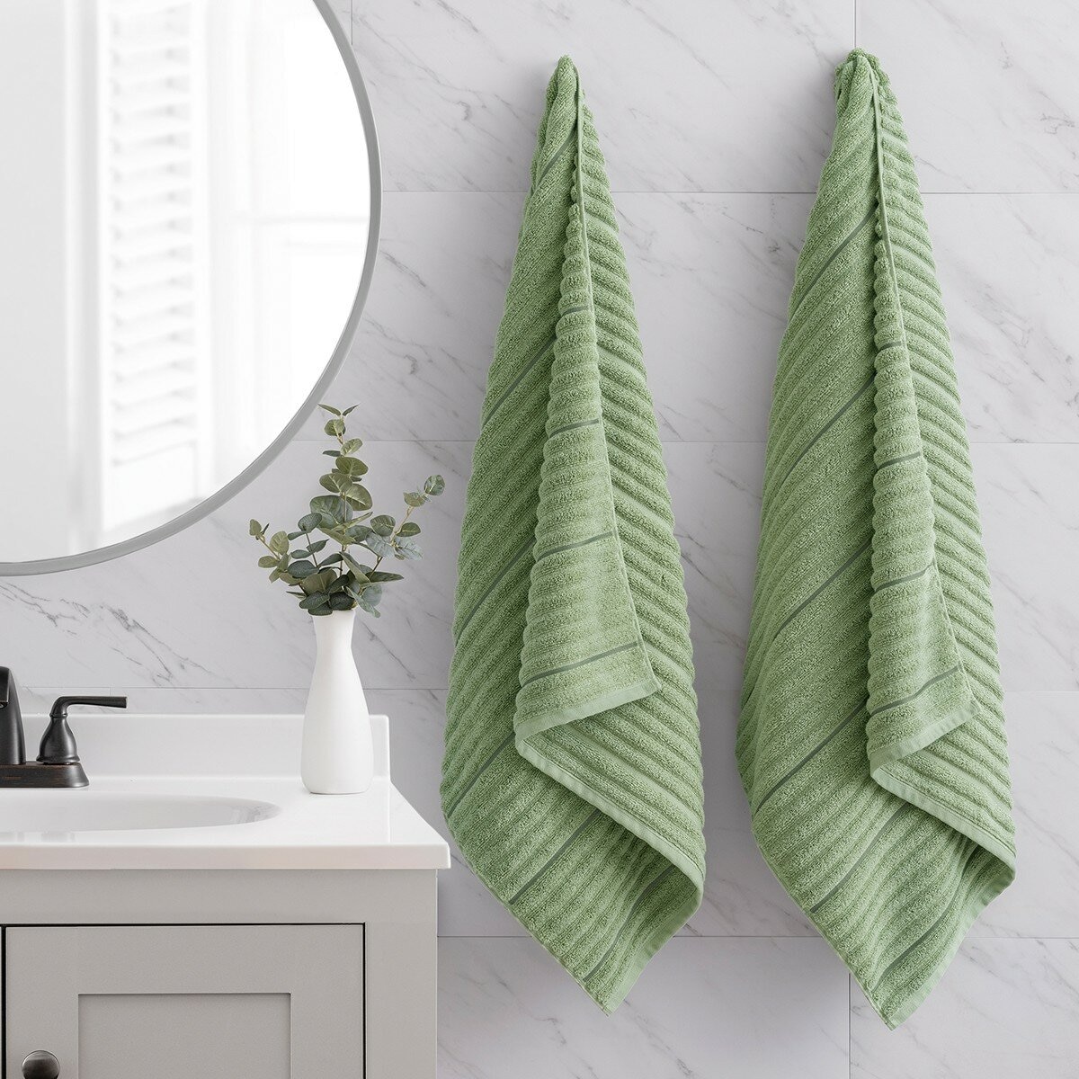 Welhome 波紋純棉浴巾 76公分 X 147公分 綠
