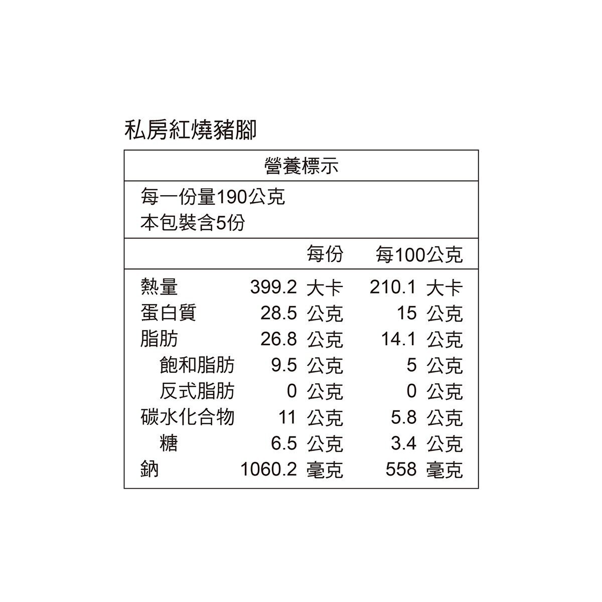 老協珍 冷凍私房紅燒豬腳 950公克