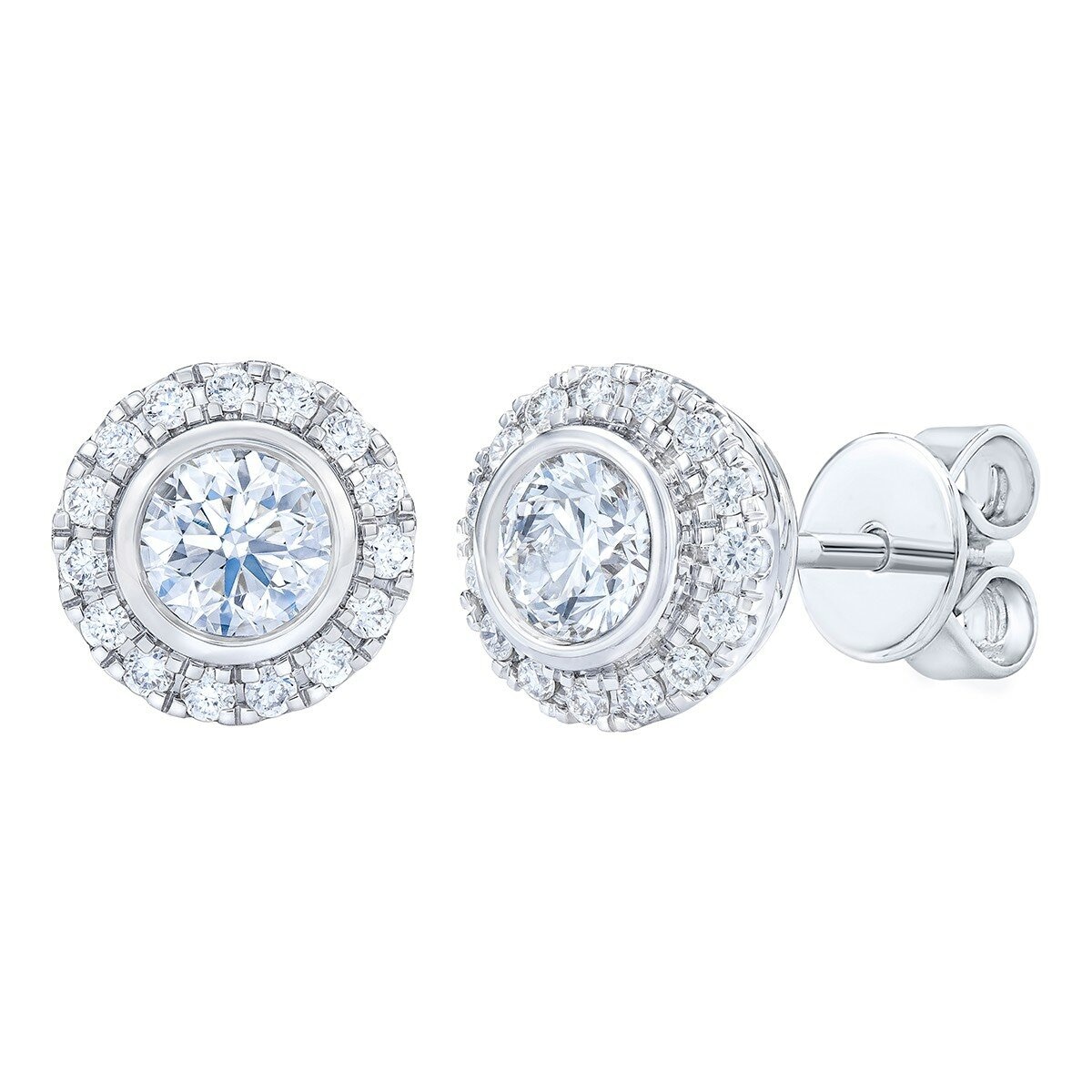 0.60克拉 14K白K金 圓形鑽石耳環 VS2/I