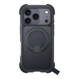 MAGEASY Odyssey Stand M 超軍規防摔磁吸支架手機殼 iPhone 17 Pro(皮革午夜) + 鏡頭保護貼Lenz(珊瑚) + Vetro 9H 鋼化玻璃保護膜