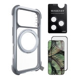 MAGEASY Odyssey Stand M 超軍規防摔磁吸支架手機殼 iPhone 17 Pro(迷霧) + 鏡頭保護貼Lenz(午夜) + Vetro 9H 鋼化玻璃保護膜