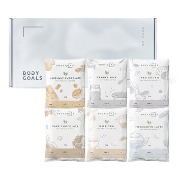 Body Goals 全素多效豌豆蛋白飲組合 31公克 X 60入 (醇黑可可 / 芝麻歐蕾 / 醇厚奶茶 / 觀音拿鐵 / 濃芋歐蕾 / 榛果可可)