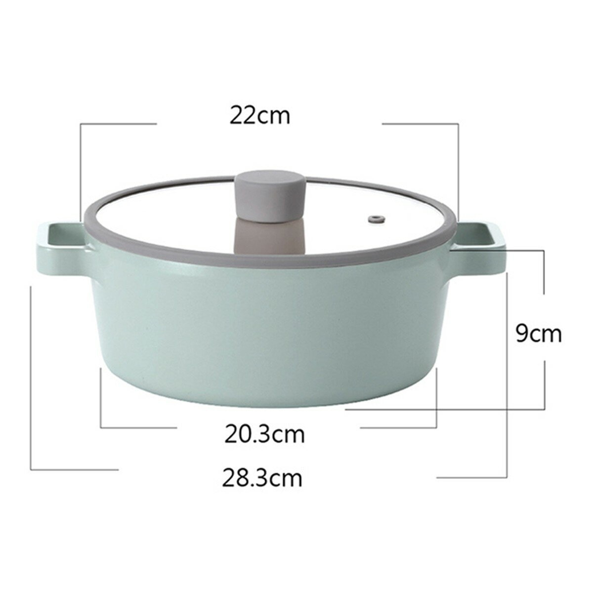 Neoflam 陶瓷不沾塗層鍋具 含玻璃上蓋 3件組 綠