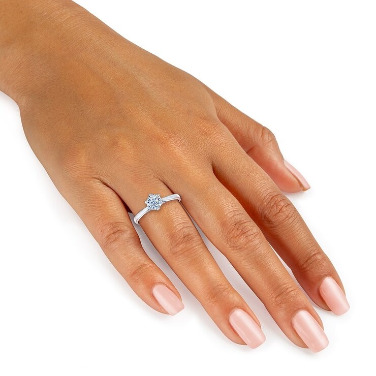 0.80 克拉 18K白K金 圓形鑽石戒指 VS2/I