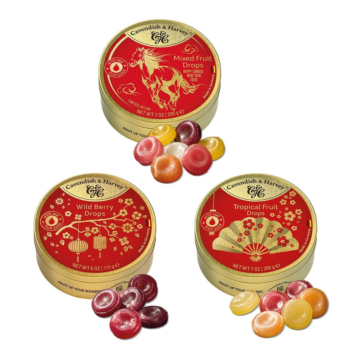 Cavendish & Harvey 精裝水果硬糖 三入組 / 575公克