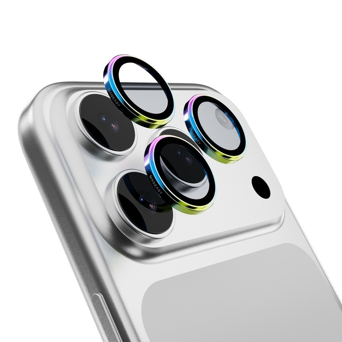 MAGEASY MagStand 360 M 磁吸旋轉支架防摔手機殼 iPhone 17 Pro(透明) + 鏡頭保護貼Lenz(炫彩) + Vetro 9H 鋼化玻璃保護膜