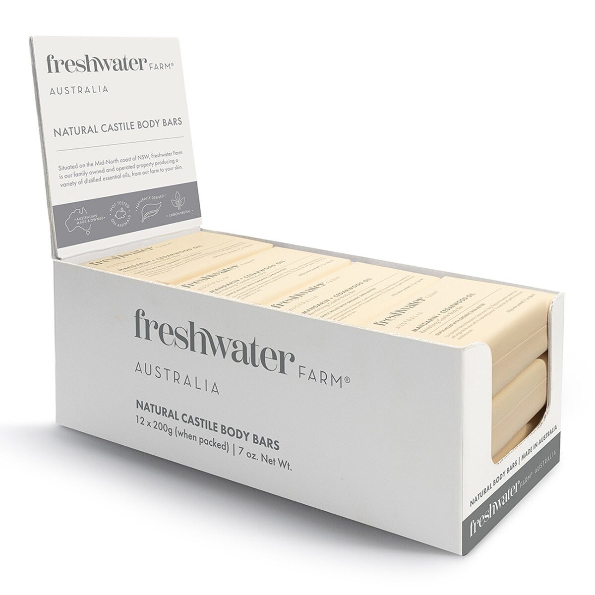 Freshwater Farm Body Bars 12-Pack Mandarin + Cedarwood Oil