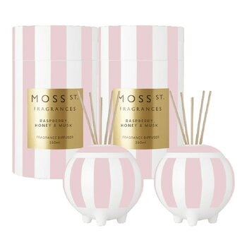 MOSS ST. FRAGRANCES 迷你陶瓷擴香 100毫升 X 2入組 覆盆子、蜂蜜和麝香