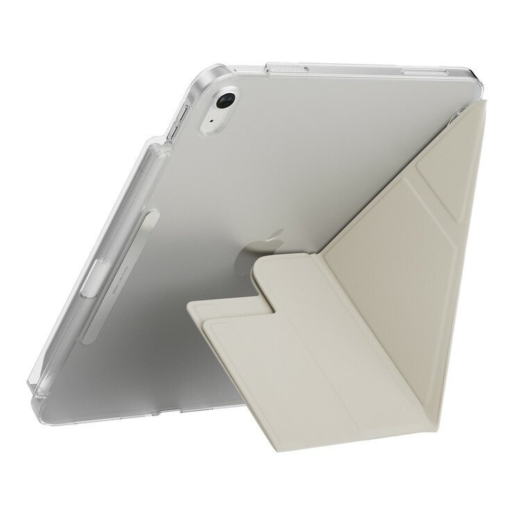 MAGEASY Facet 全方位支架透明背蓋保護套 (筆槽款) 適用於 2022 iPad 10.9吋 A14 & 2025 iPad 11吋 A16 星光白