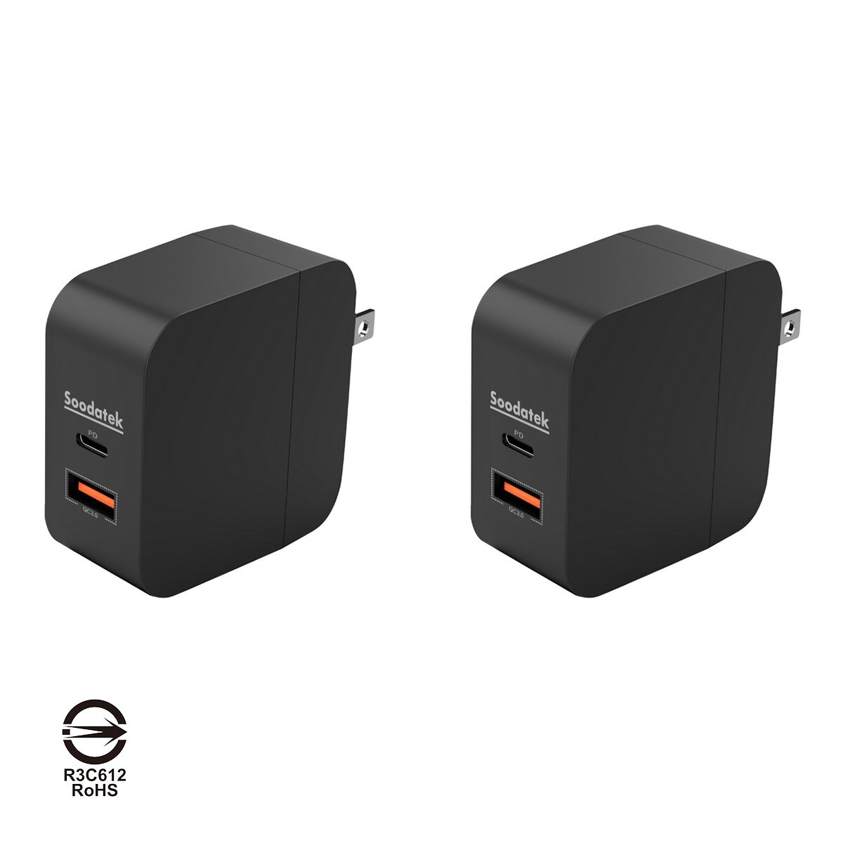 Soodatek PD 45W 雙孔高速充電器 2入 黑 SHC1U1-PC45BL