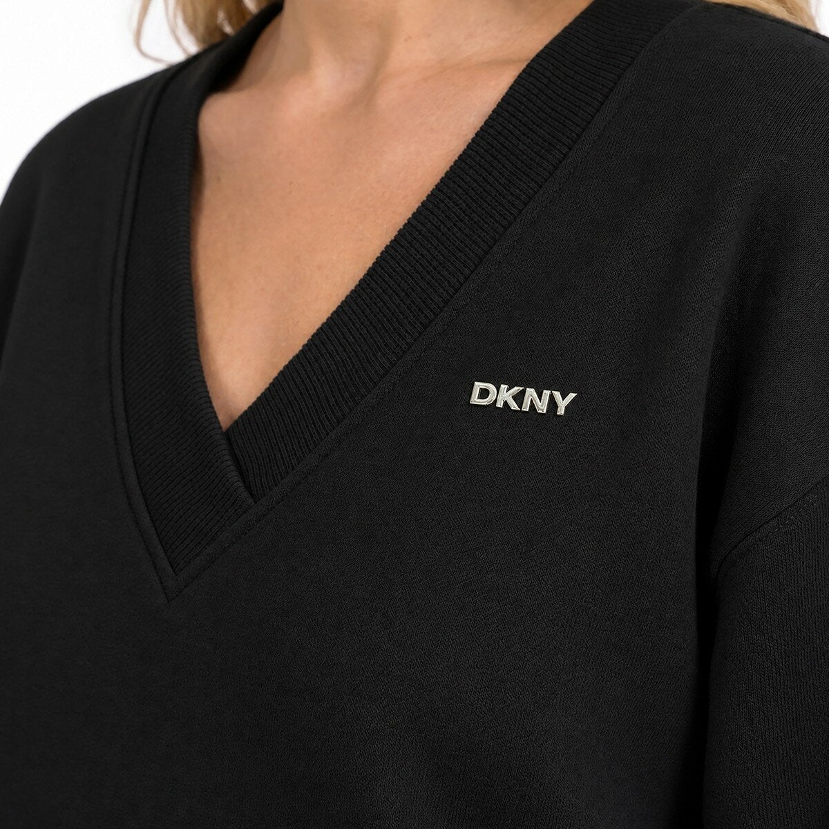 DKNY Sport 女V領長袖上衣 黑