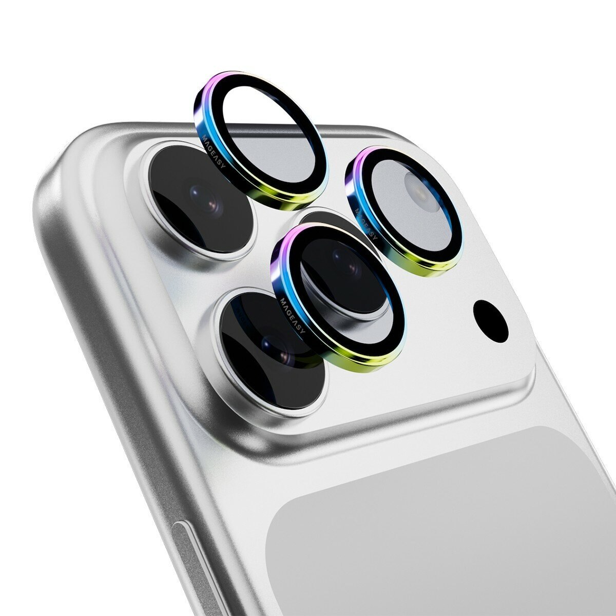 MAGEASY Bright M 不發黃軍規磁吸透明殼 iPhone 17 Pro(珊瑚磁圈) + 鏡頭保護貼Lenz(炫彩) + Vetro 9H 鋼化玻璃保護膜