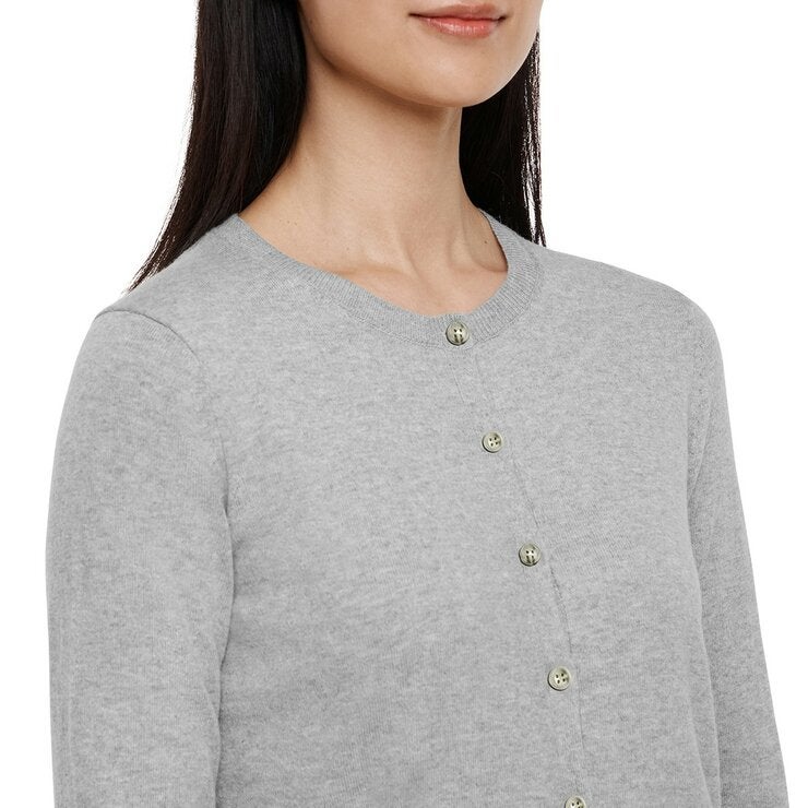 GAP 女圓領長袖開襟衫 灰 GAP 女圓領長袖開襟衫 灰