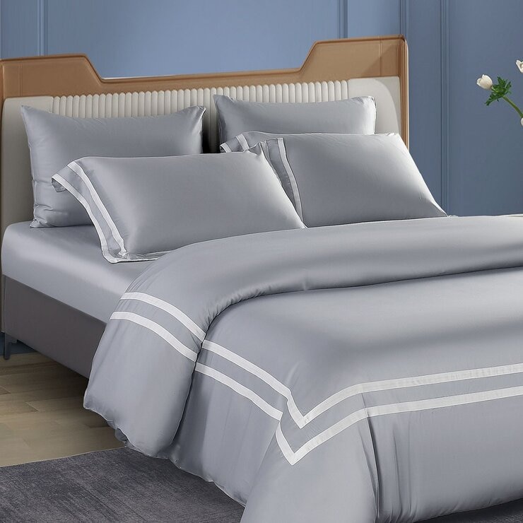 Don Home 萊賽爾素色雙人加大被套床包六件組 182公分 X 190公分 中灰