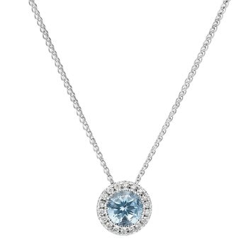 0.1克拉 海藍寶石鑽石項鍊 VS2/I