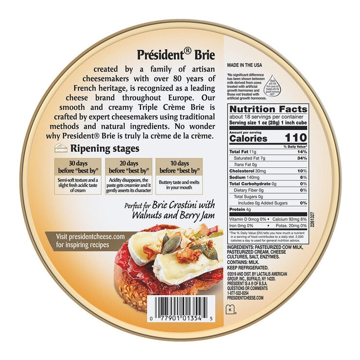 PRESIDENT 冷藏鮮奶油布里乾酪 510公克