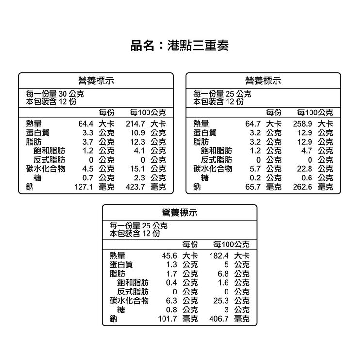 奇美 冷凍港點三重奏 960公克
