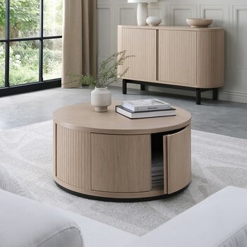 Bentley Designs Vega Scandi 橡木 & 胡椒色 咖啡圓桌