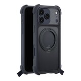 MAGEASY Odyssey Stand M 超軍規防摔磁吸支架手機殼 iPhone 17 Pro Max(皮革午夜) + 鏡頭保護貼Lenz 鈦合金(午夜鈦) + Vetro 9H 鋼化玻璃保護膜