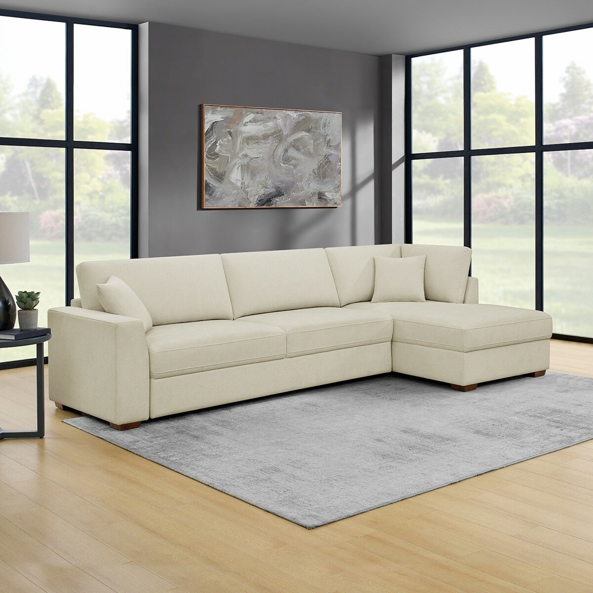 Thomasville L型布面沙發床 淺米色 Thomasville L型布面沙發床 淺米色