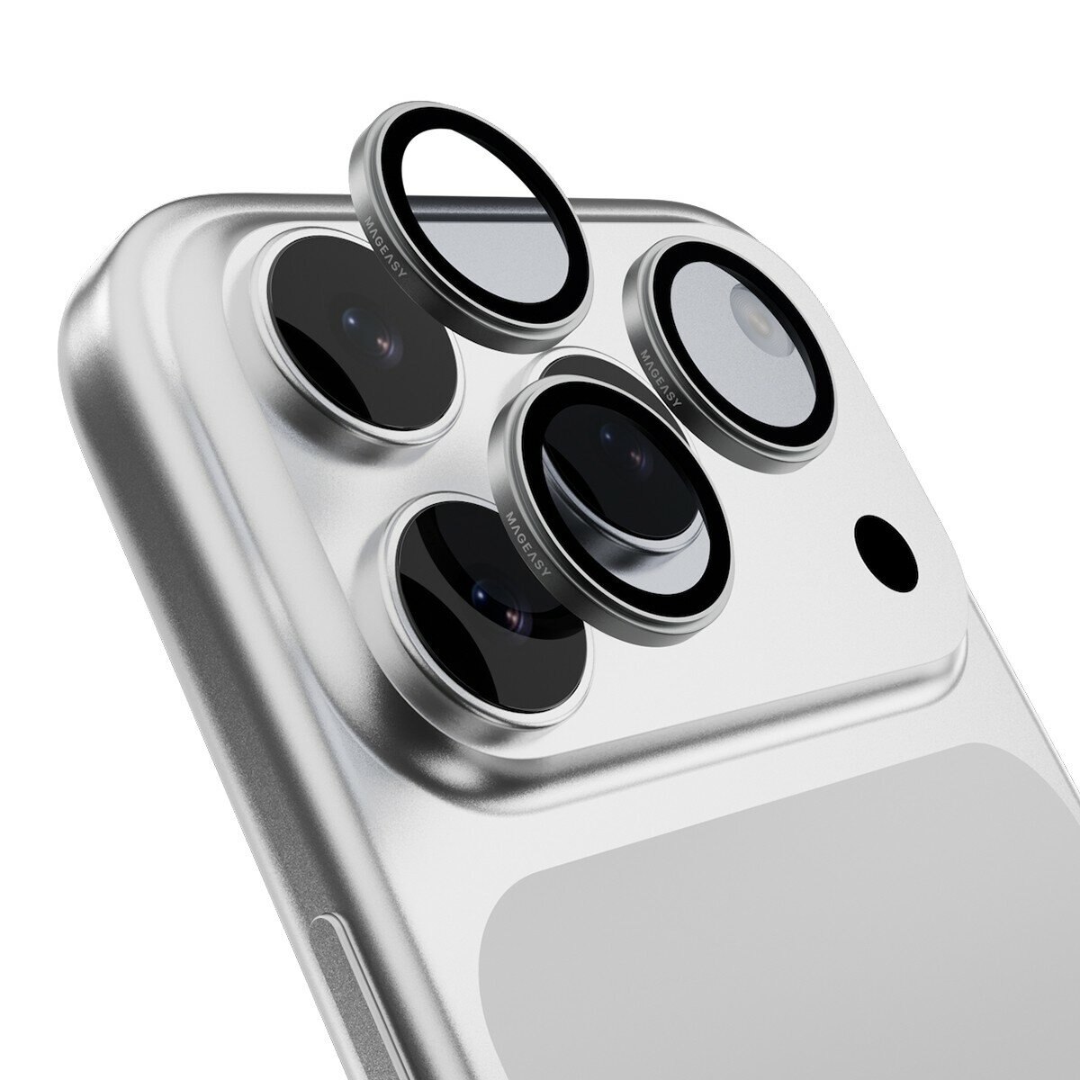MAGEASY Bright M 不發黃軍規磁吸透明殼 iPhone 17 Pro(珊瑚磁圈) + 鏡頭保護貼Lenz(迷霧) + Vetro 9H 鋼化玻璃保護膜