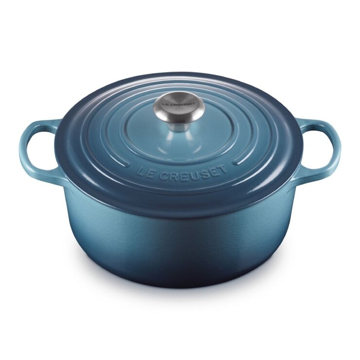 Le Creuset 雙耳圓形鑄鐵鍋 含鋼頭鍋蓋 26公分 水手藍