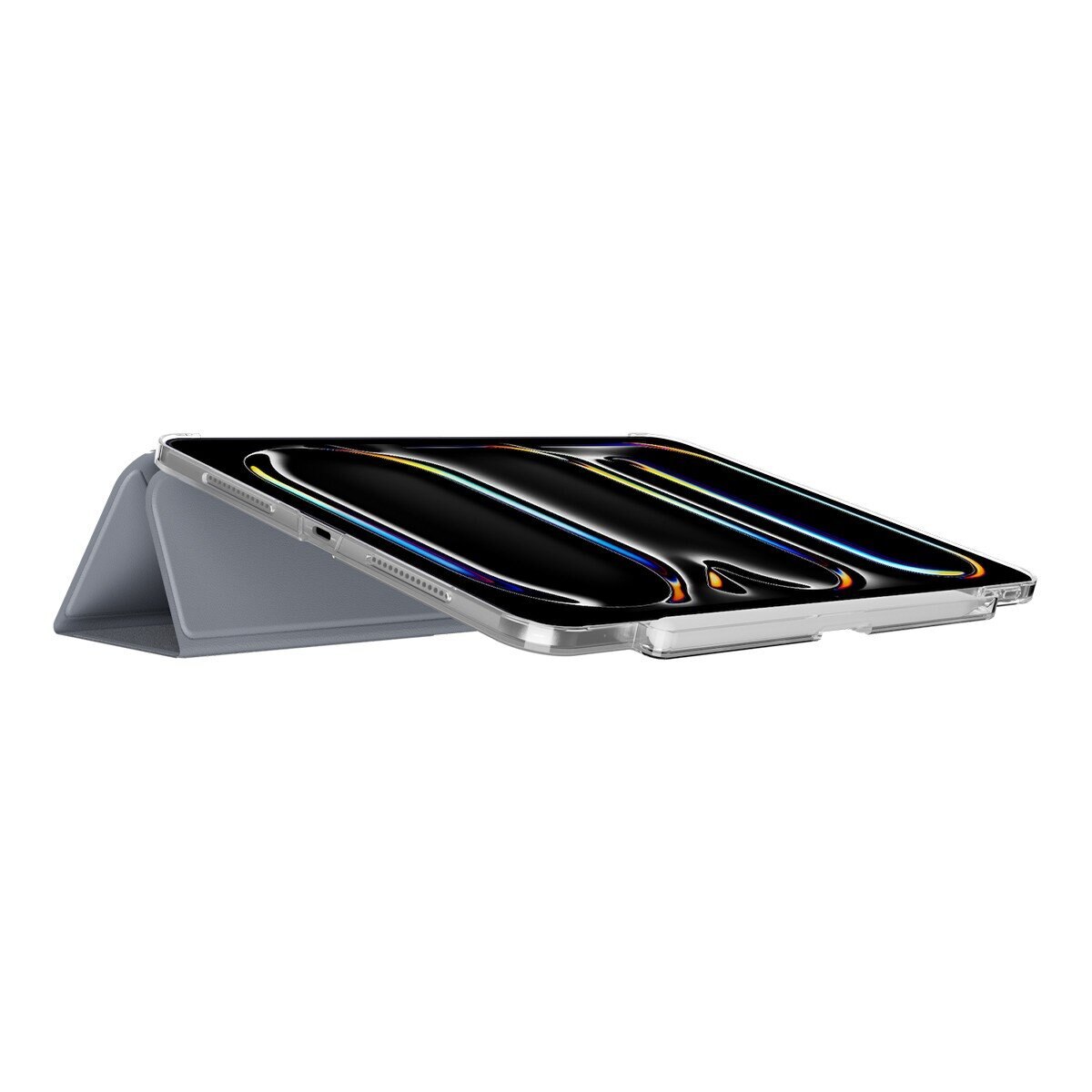 MAGEASY Facet 全方位支架透明背蓋保護套 (筆槽款) 適用於 2024 iPad Pro 13吋 阿拉斯加藍