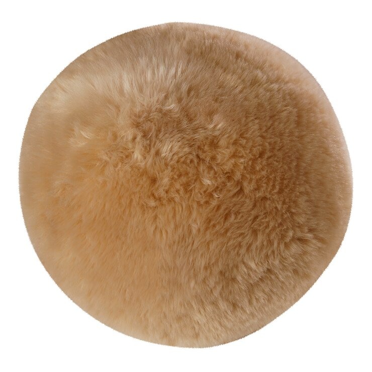 Mon Chateau 仿動物毛圓形抱枕 30公分 X 30公分 X 30公分 淺褐