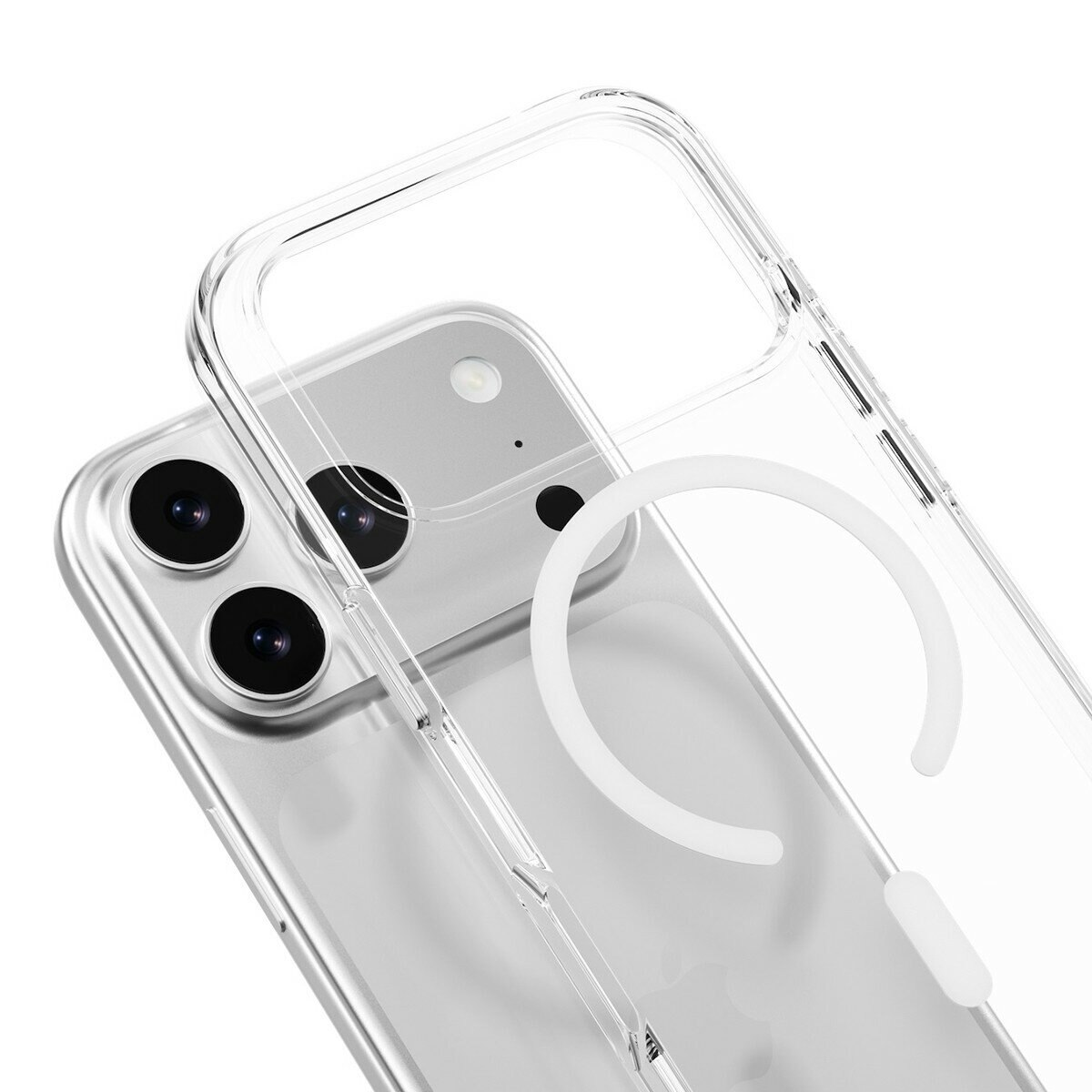 MAGEASY Bright M 不發黃軍規磁吸透明殼 iPhone 17 Pro(白磁圈) + 鏡頭保護貼Lenz鈦合金(午夜鈦) + Vetro 9H 鋼化玻璃保護膜