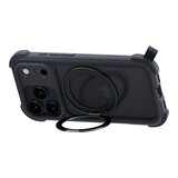 MAGEASY Odyssey Stand M 超軍規防摔磁吸支架手機殼 iPhone 17 Pro(皮革午夜) + 鏡頭保護貼Lenz(炫彩) + Vetro 9H 鋼化玻璃保護膜