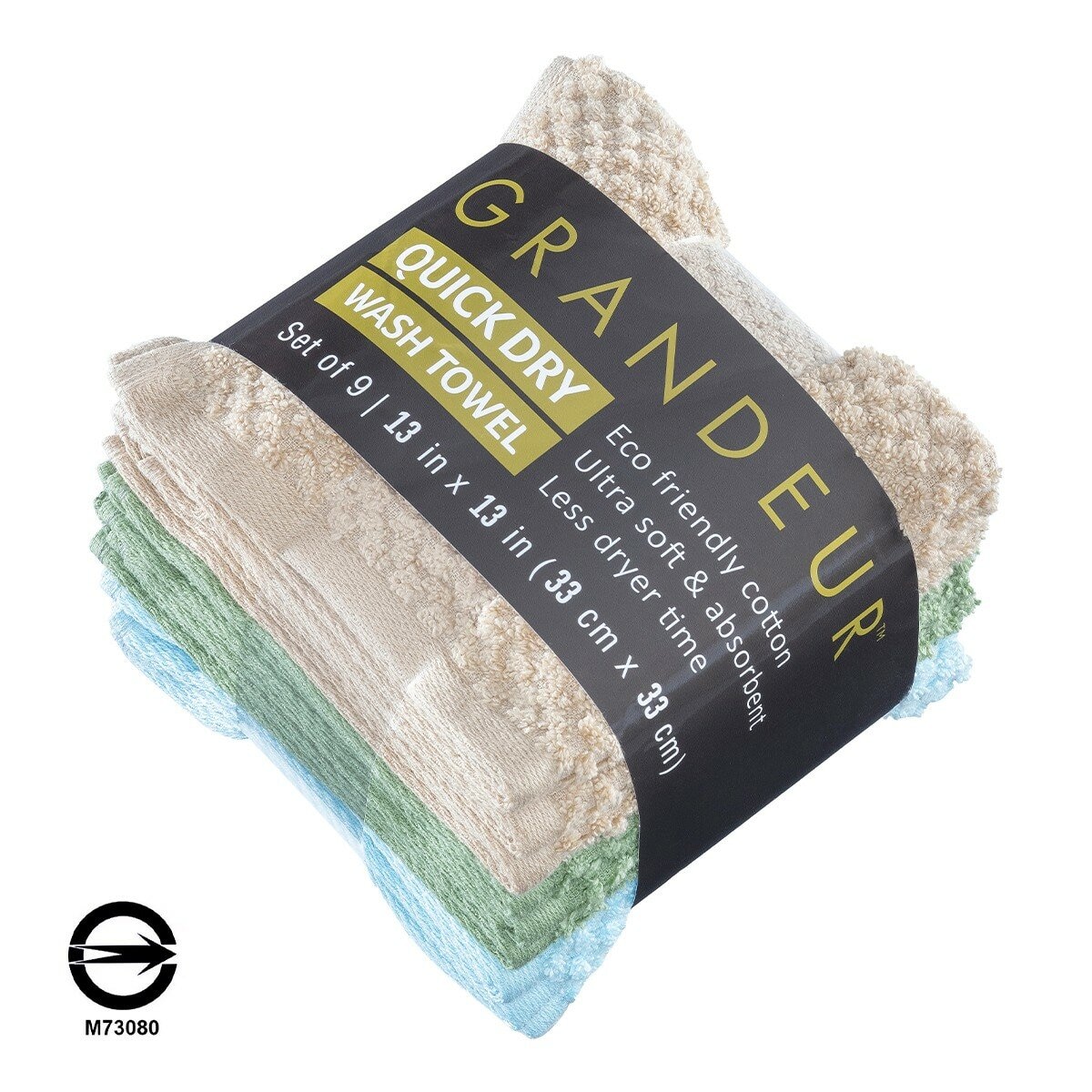 Grandeur 快乾方巾 9入組 33公分 X 33公分 金/綠/淺藍 Grandeur 快乾方巾 9入組 33公分 X 33公分 金/綠/淺藍